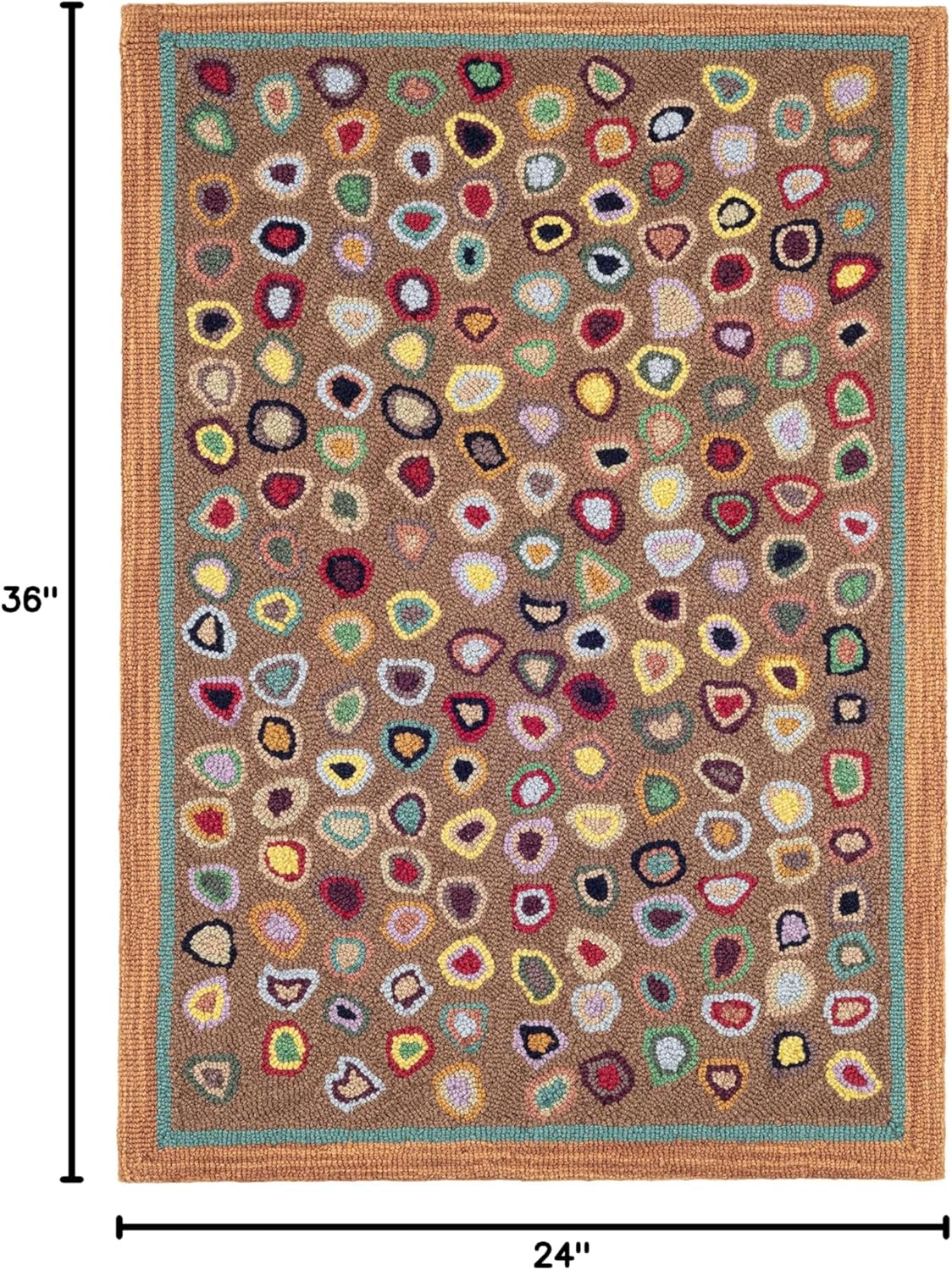 Dash and Albert Cat's Paw Wool Area Rug - 2' x 3' Brown Geometric Hand Micro Hooked Accent Rug - Durable, High Traffic Areas Living Room, Hallway, Stairs