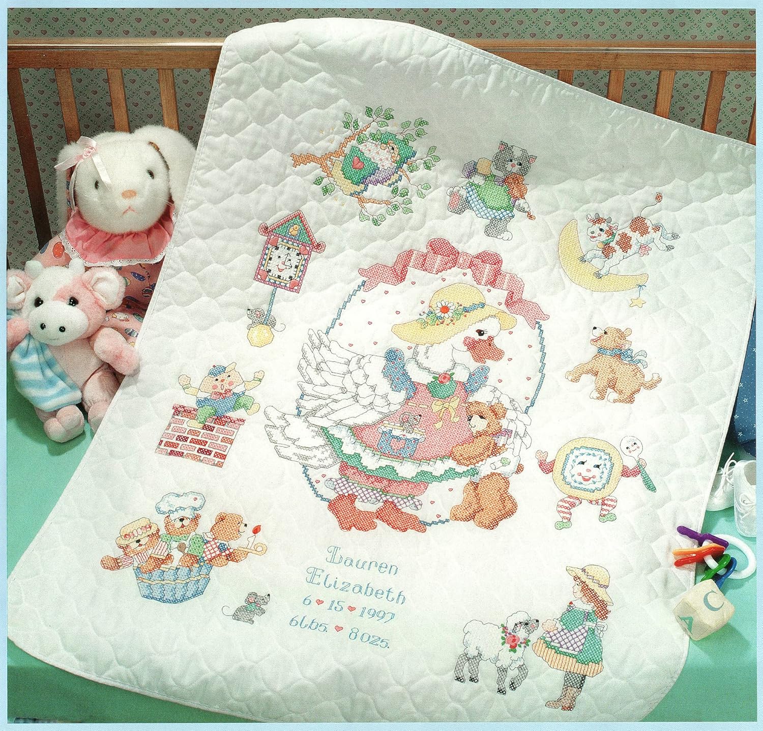 Bucilla 41351 Mother Goose Stamped Cross Stitch Crib Cover