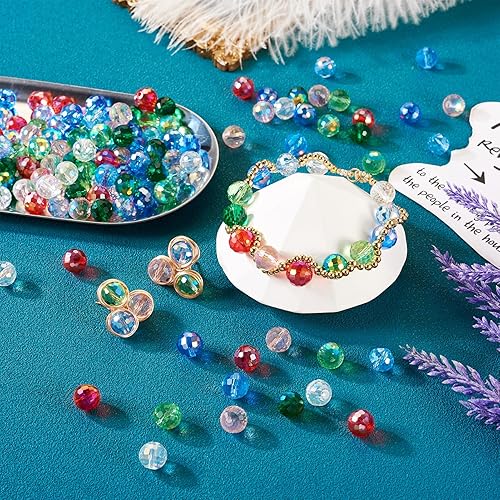 Miniatura 10 de Craftdady 25 cuentas de vidrio ovaladas facetadas sueltas espaciadoras cuentas de pulsera cuentas lisas para aretes de 0.551 x 0.217 in para