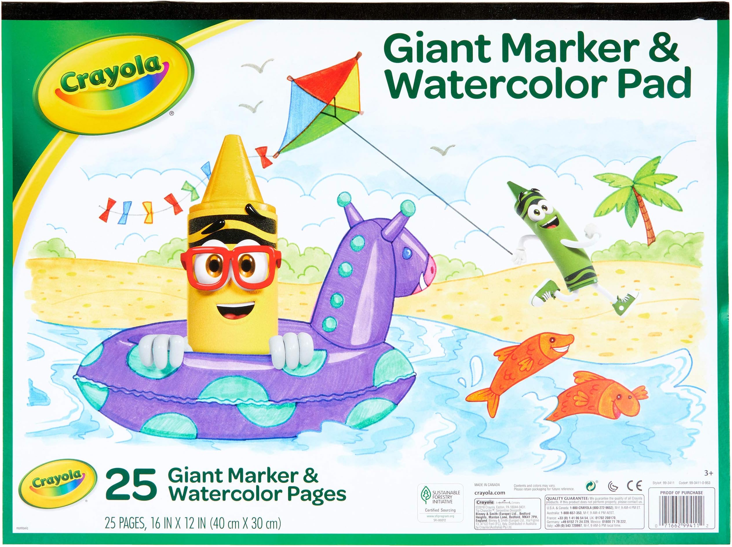Giant Marker and Watercolor Pad, Kids Art Supplies, Gift , White includes 1 Pad (25 sheets)