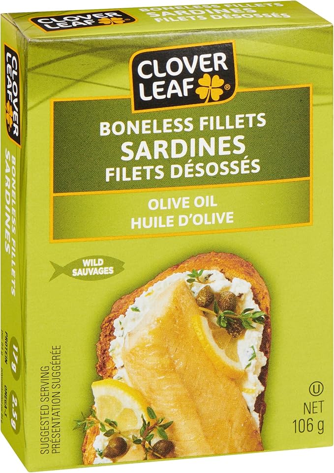 Clover Leaf Boneless Sardine Fillets Olive Oil 106g, 18 count