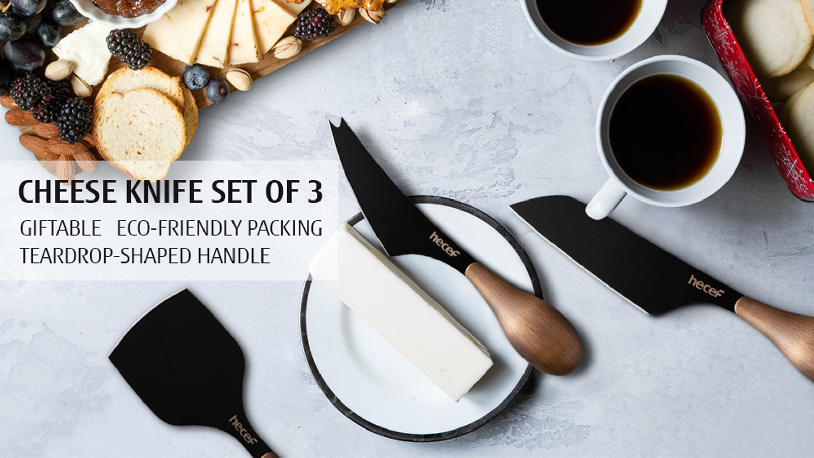 Amazon.com: hecef Cheese Knife Set of 3, Bronze Grain Multipurpose