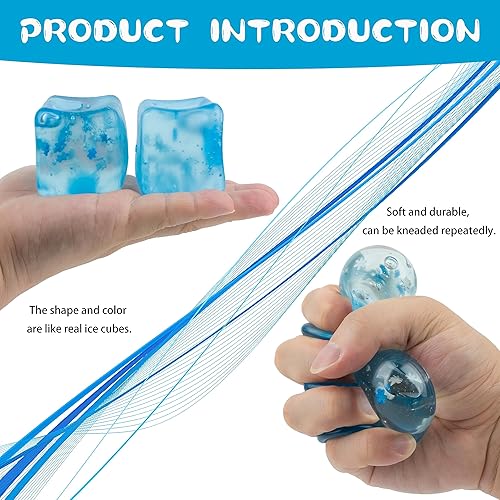 Miniatura 4 de Cubo de hielo Squishy Juguetes TPR Transparente Bloque de Hielo Mochi Squishy Juguetes Fidget Pelotas Estrés para Adultos Juguete de Alivio del