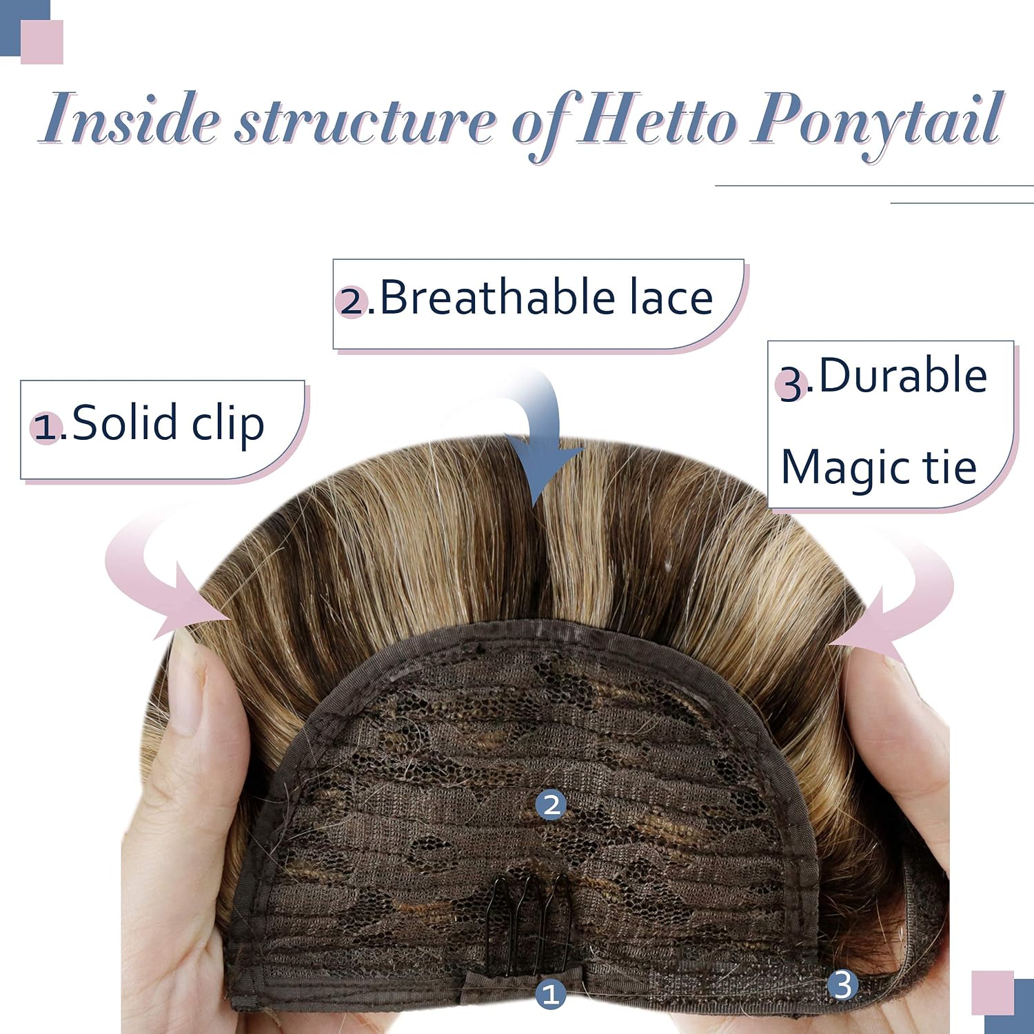 Hetto Hair Extension Ponytail Brown Clip in Ponytail Hair Extensions Human Hair Secure Wrap Around Real Hairpiece for Gym & Outdoor Activities #P4/27 14 Inch 70g - Image 5
