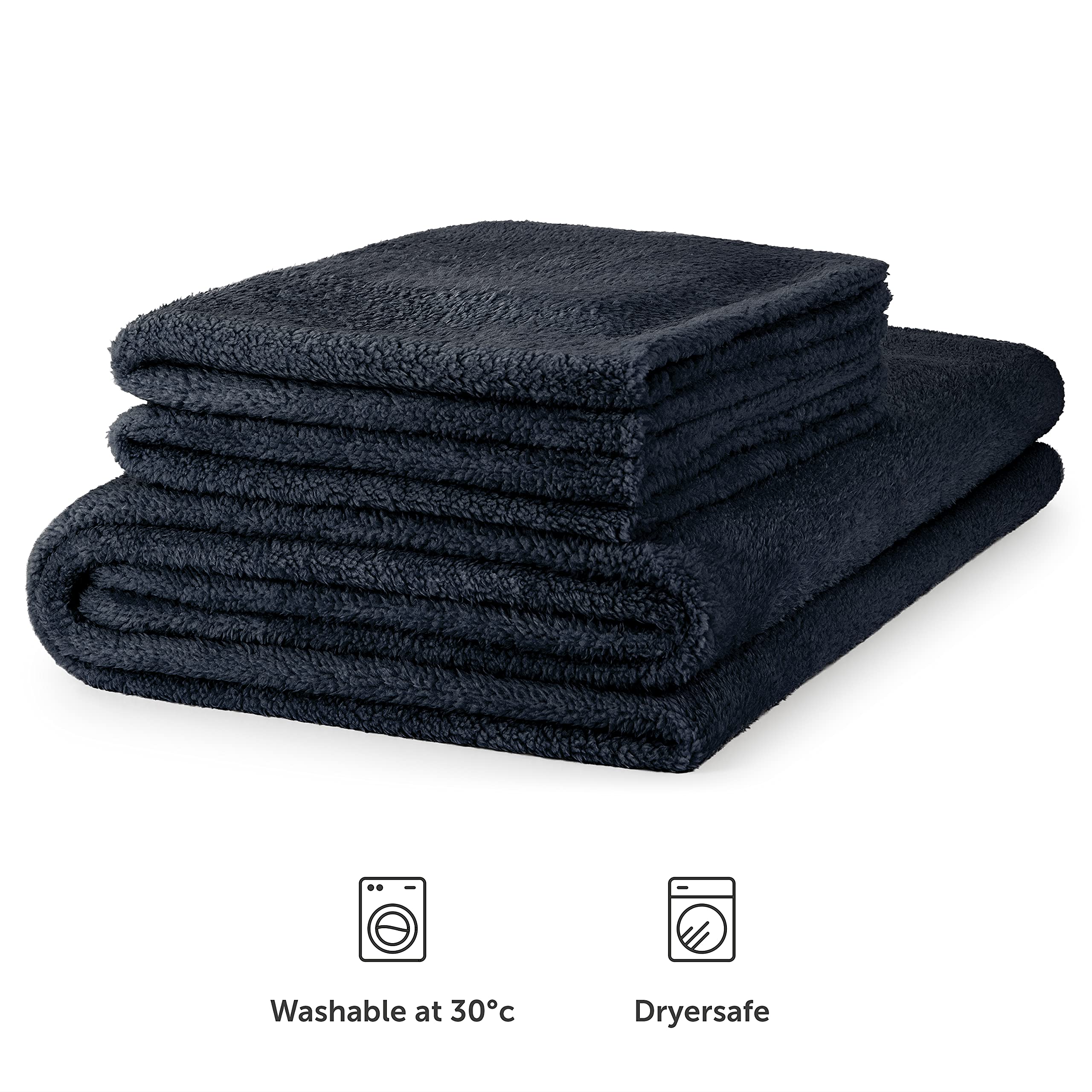 Blumtal Ropa de Cama de 200 x 260 cm y 2 Fundas de Almohada de 40 x 80 cm, Lujosa, Supersuave, Ropa de Cama de Invierno, Ropa de Cama de Felpa Transpirable, Azul océano Oscuro, Azul