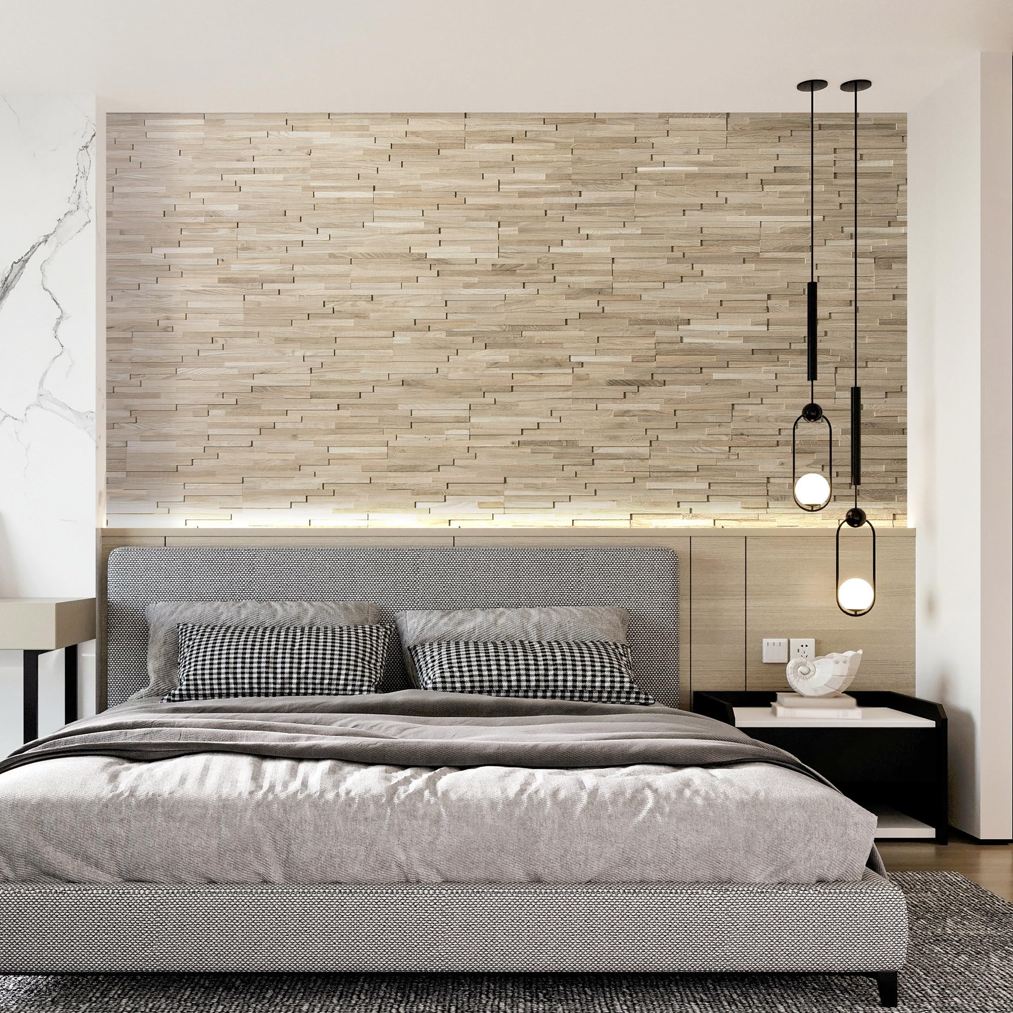 Drewniana okładzina ścienna o wyglądzie 3D, naturalne panele ścienne z drewna dębowego Wooden Wall Design model ACE (1 m2)