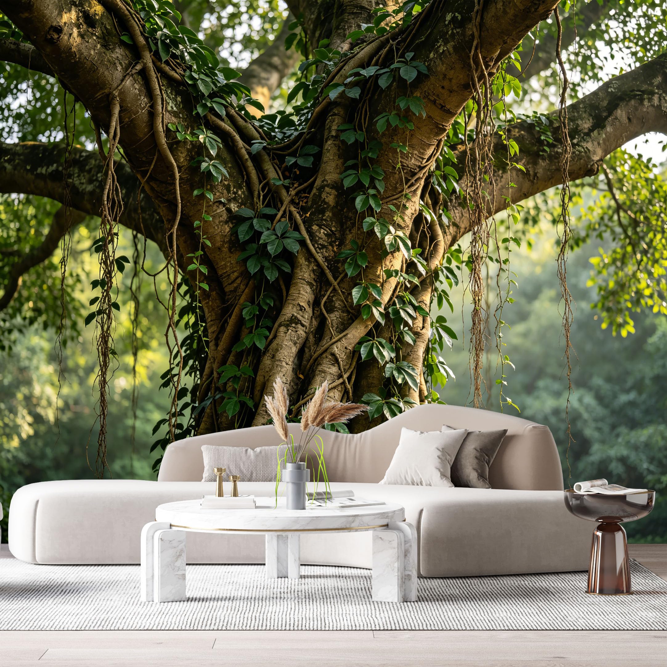 Custom Size Wall Murals Ancient Tree Forest Botanical Roots Vines Nature Landscape SelfAdhesive Wall Fabric Removable Large Wallpaper for Photo Living Room