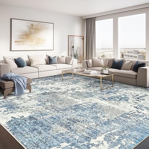 Miniatura 3 de Art&Tuft Alfombra lavable con parte trasera antideslizante abstracta de 6 x 9 pies, alfombras resistentes a las manchas para sala de estar, alfombra
