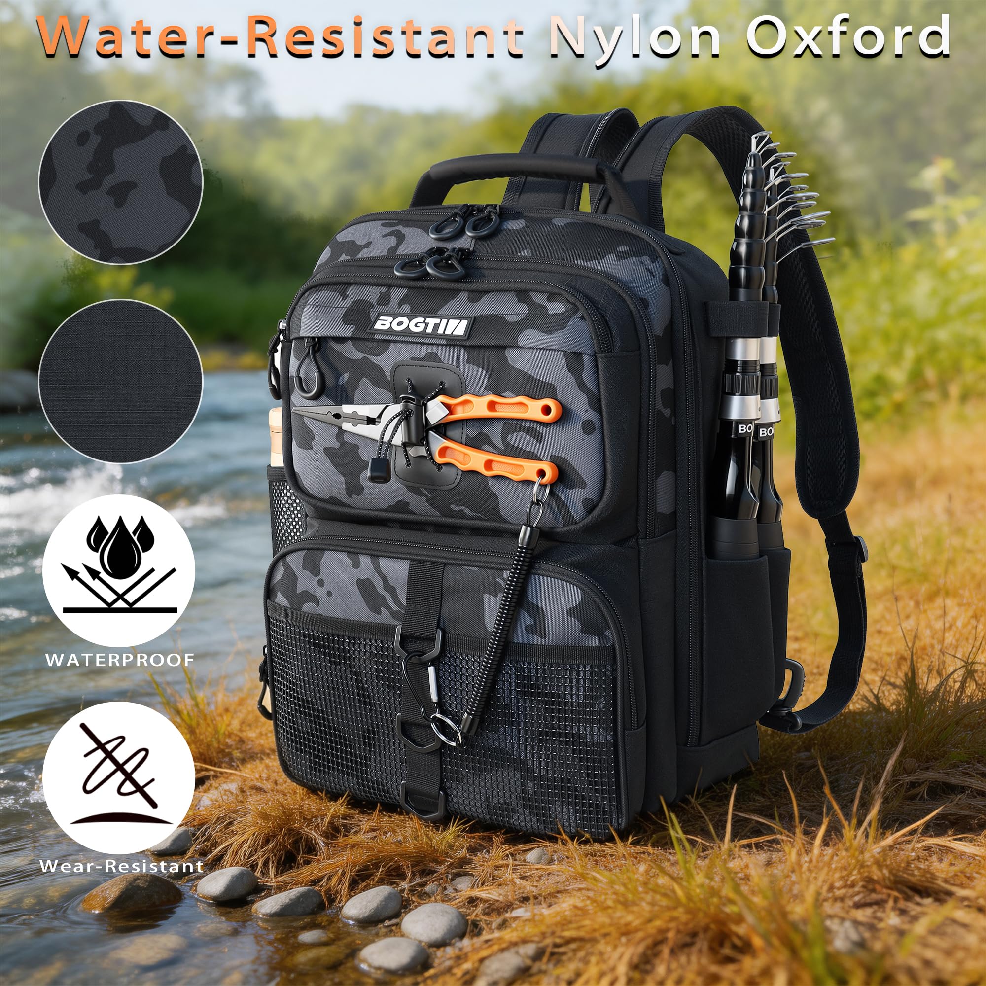BOGTIM Fishing Backpack - Tackle Kit & Rod Holder -3 BOGTIM Fishing Backpack - Tackle Kit & Rod Holder -3