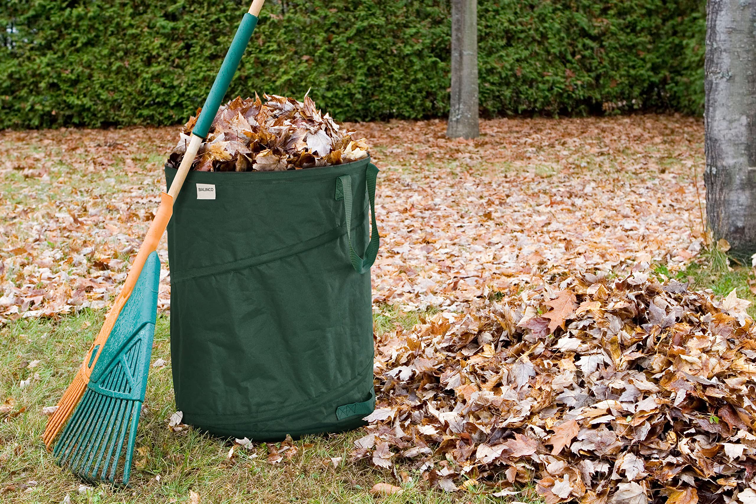 3x 170 litres Pop-Up Sac à déchets de jardin vert autoportant & stable | Sac à feuilles | Sac de jardin | Sacs de jardin | Sacs pour déchets verts pliables, grand en polyester extrêmement résistant 22