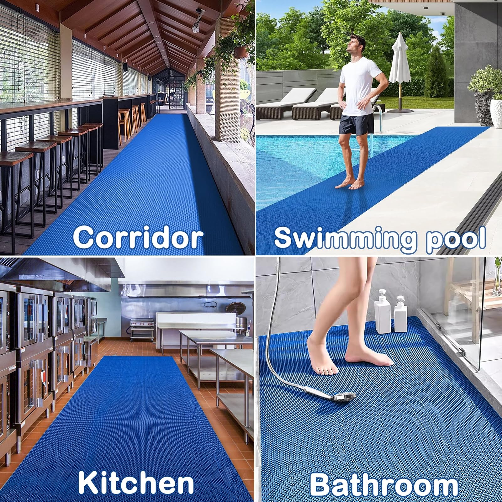 Tappetino drenante Antiscivolo in PVC Resistente per Piscina, Cucina, Bagno e Officina - 1,2 m di Larghezza, 5 mm di Spessore, Lunghezze opzionali