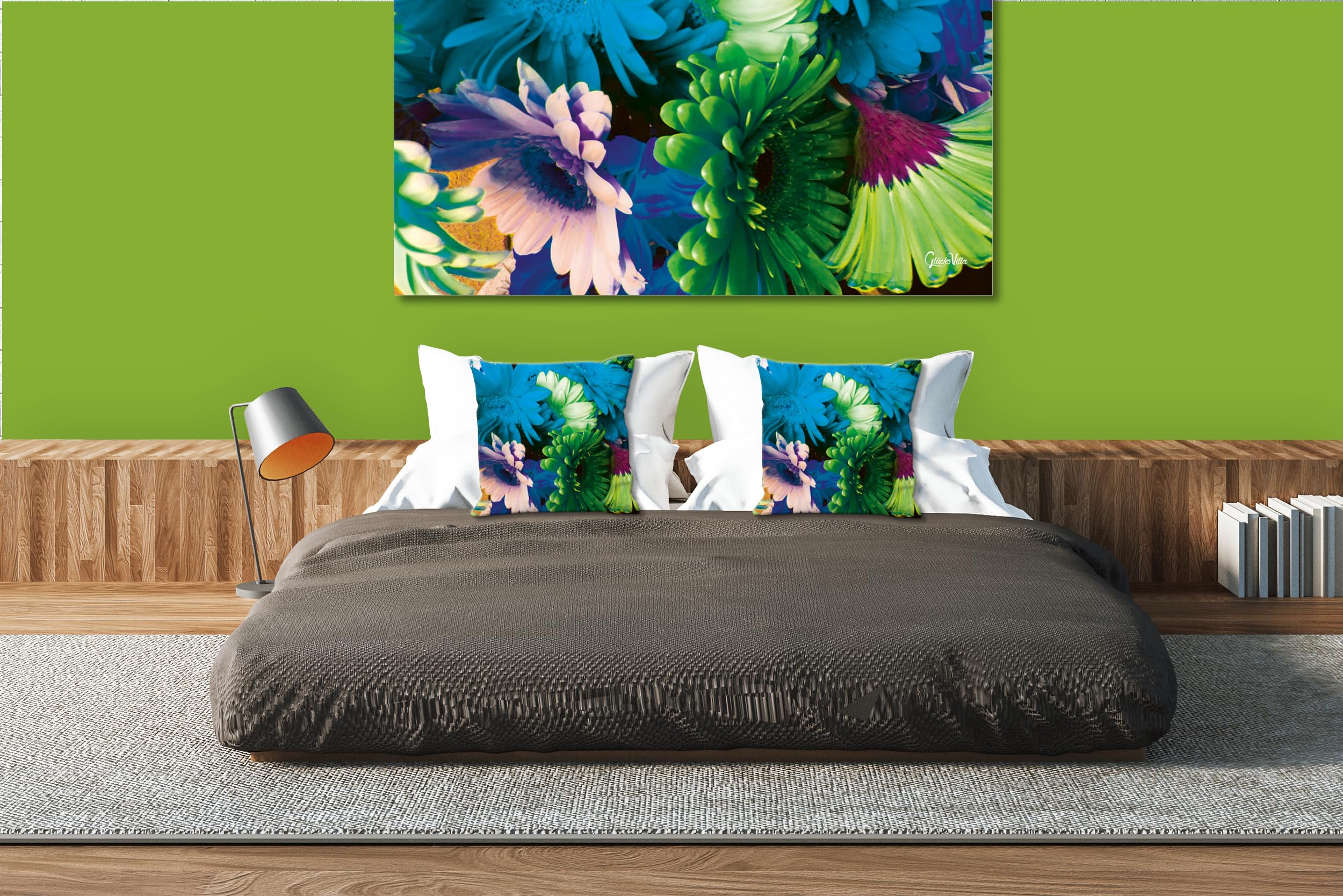 Flowers - Foto-Kissen-Hülle Set (2 STK.) 40 x 40 cm | Kissen-Bezüge - passend zu Wandbild - Deko-Kissen - Blume Blüte Pflanze Natur Garten