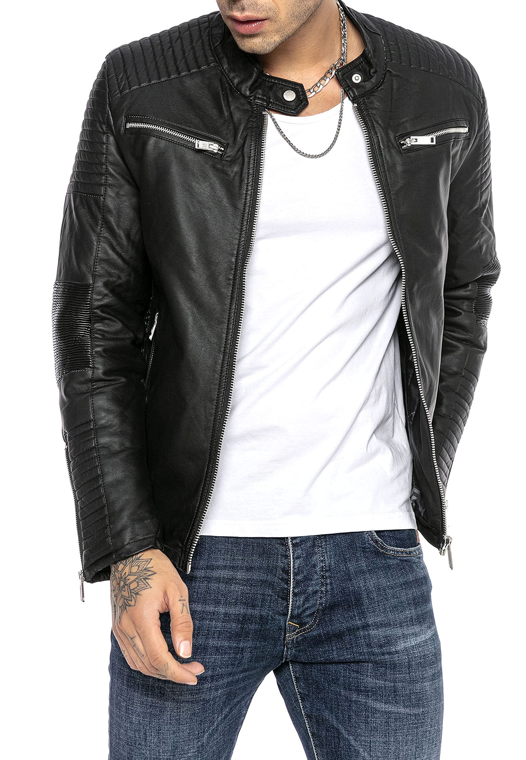 Redbridge Męska kurtka ze sztucznej skóry Brooklyn Slim Fit czarna