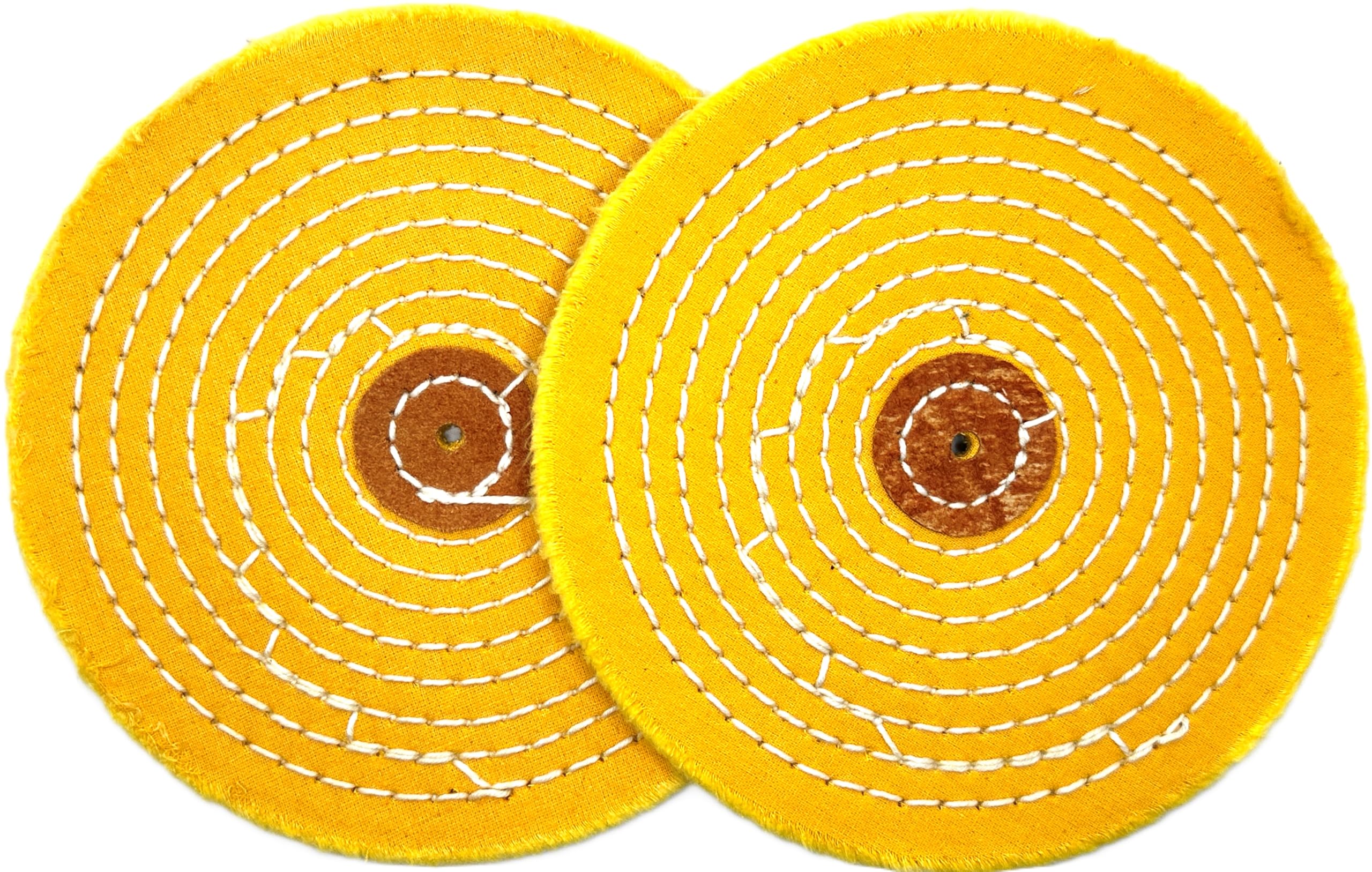 Pro-Graad 2 Pack 6” Buffing Polishing Wheel 1/4” Thick Narrow Edge 12 Ply x Pin Hole Yellow Muslin Buff | Ideal for Buffing Polishing Crevices, Grooves, Channels and Slots