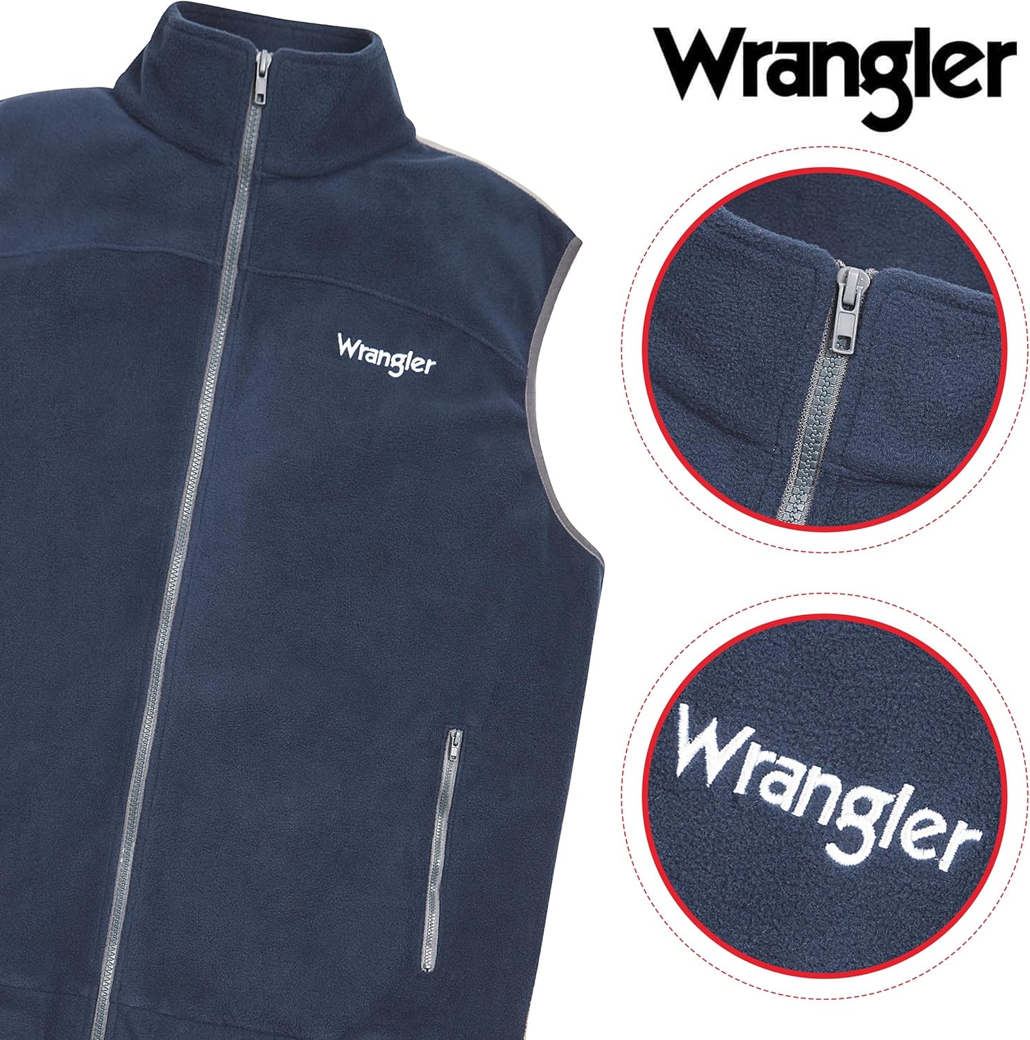 Wrangler Men's Big and Tall Polar Fleece Zip Up Sleeveless Vest