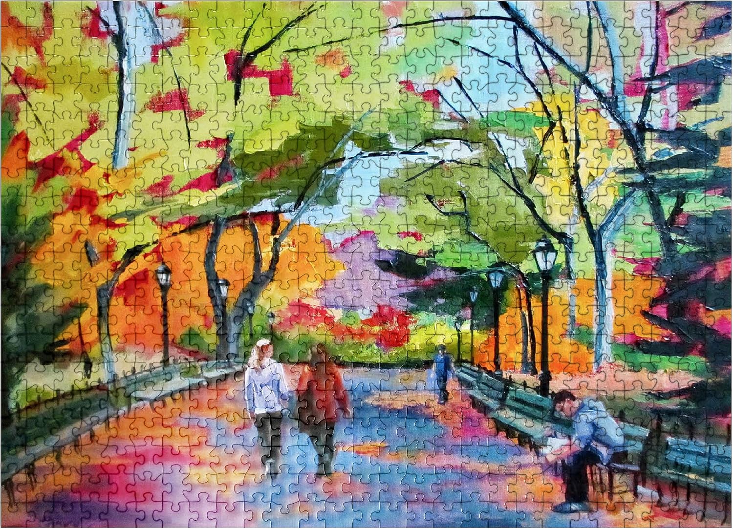 MyPuzzle Autumn Walk Through A Vibrant Park - Premium 500 Piece Jigsaw Puzzle for Adults