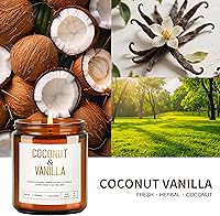 Vista 2 de Velas de vainilla de coco – Velas de soja natural de 9 onzas para el hogar, cera de soja de larga duración, juego de velas de aromaterapia