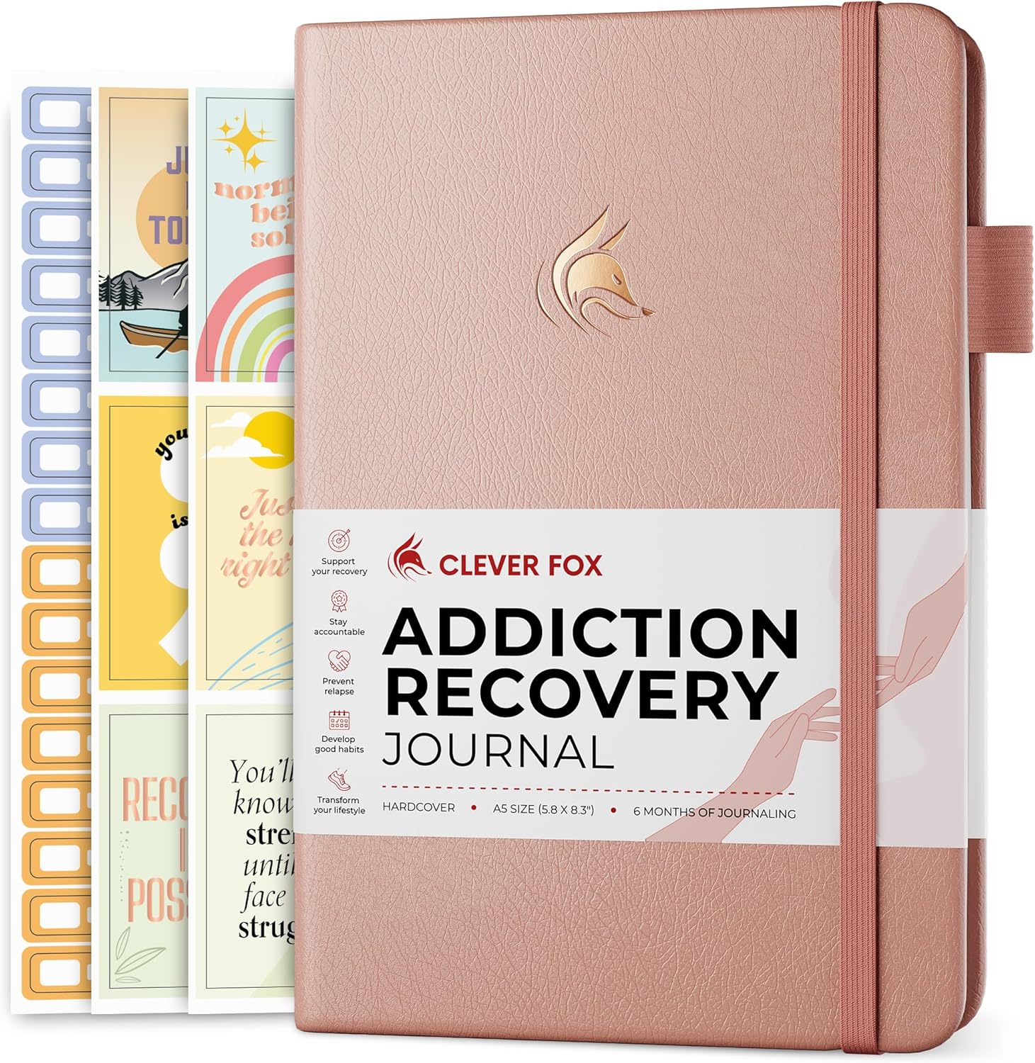 Clever Fox Addiction Recovery Journal – Addiction Treatment Planner & Workbook – Daily Sobriety Journal for Recovery Progress, A5 (Rose Gold)