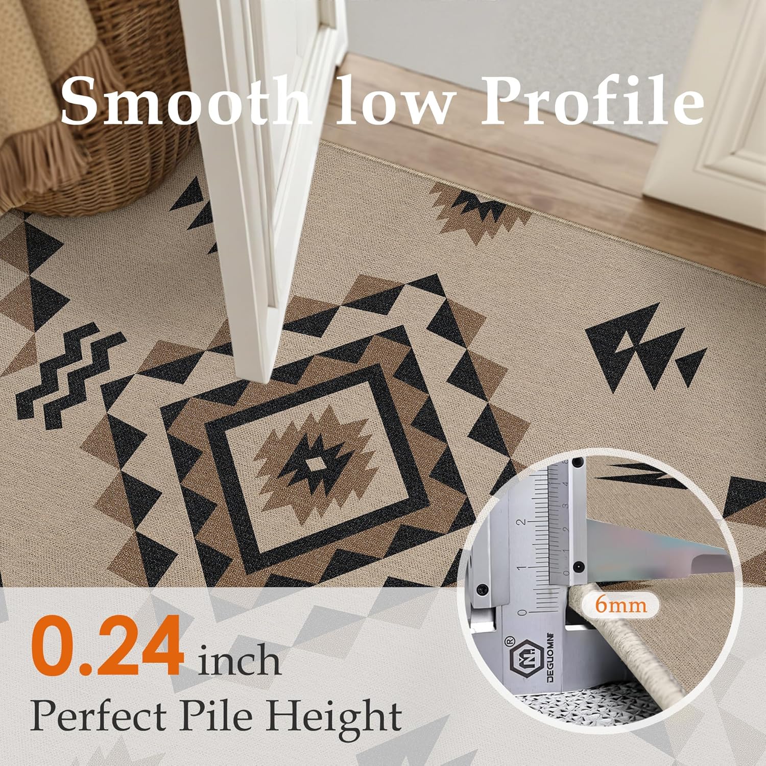 2.6x8 Easy Jute Runner Rug Washable Brown Boho Hallway Outdoor Rug for Patio Lightweight Non Slip No Sheding Carpet Entryway Bathroom Backyard Porch Kitchen