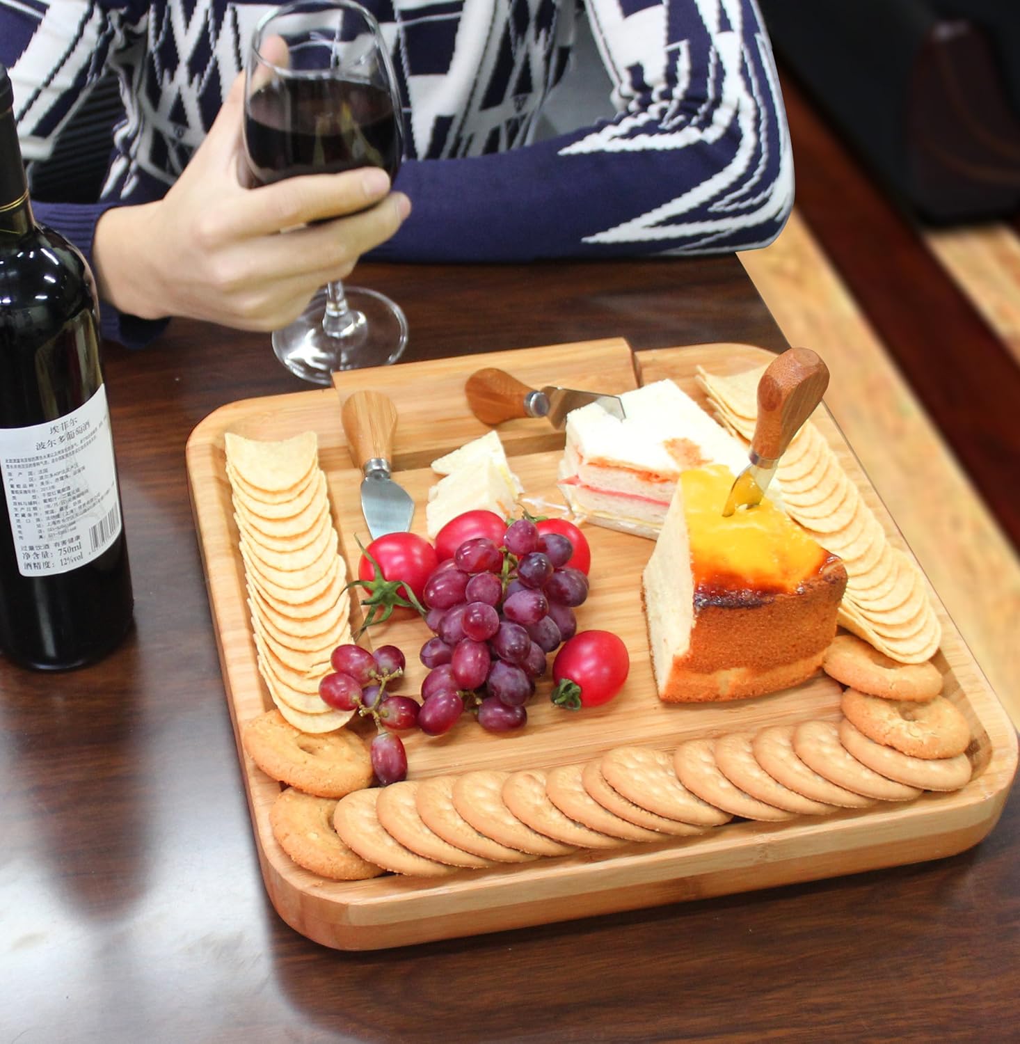 Exсluѕіvе Dіѕсоunt 60% Prісе Esup Bamboo Cheese Board Set Cheese Plate 13'' x 13'' With Integrated Slide-Out Drawer and 4 Specialist Cheese Knives Set Frее Shірріng 🛒 Esup Bamboo Cheese Board Set Cheese Plate 13'' x 13'' With Integrated Slide-Out Drawer and 4 Specialist Cheese Knives Set