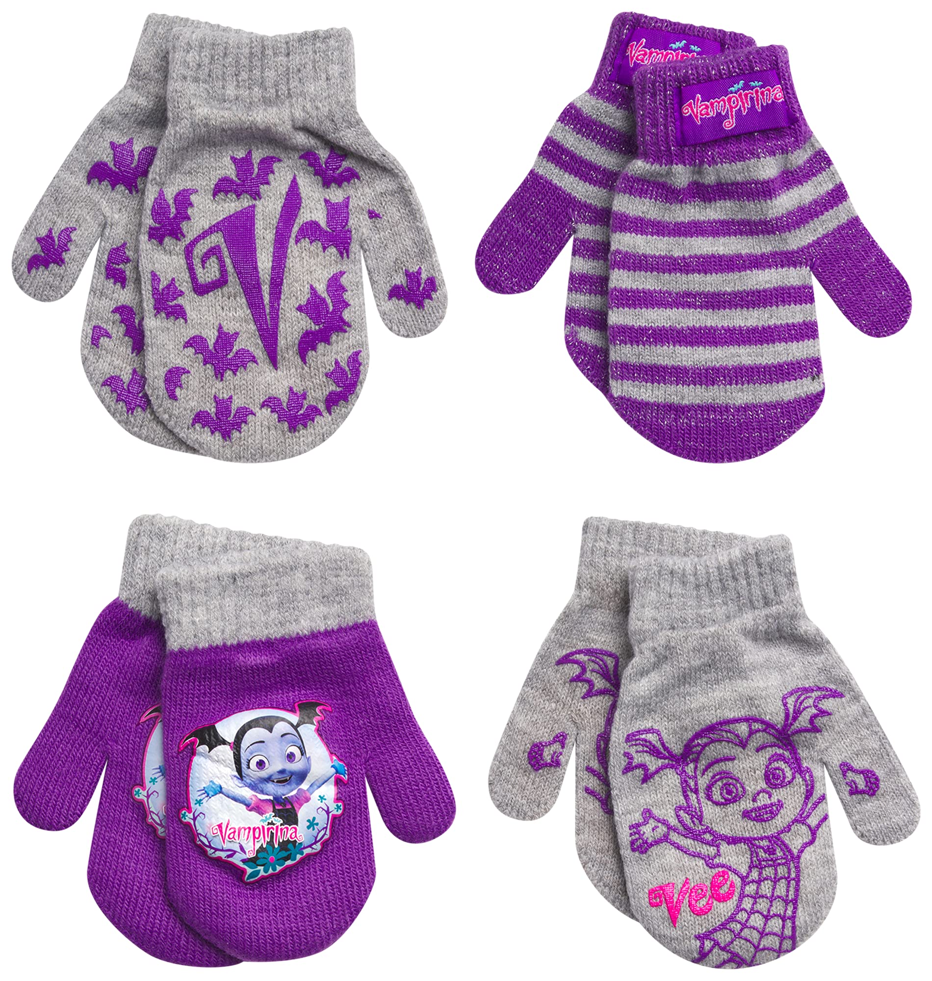 Disney Dziewczęce różne wzory wzorów, 4 pary rękawiczek lub rękawiczek, zestaw Cold Weather