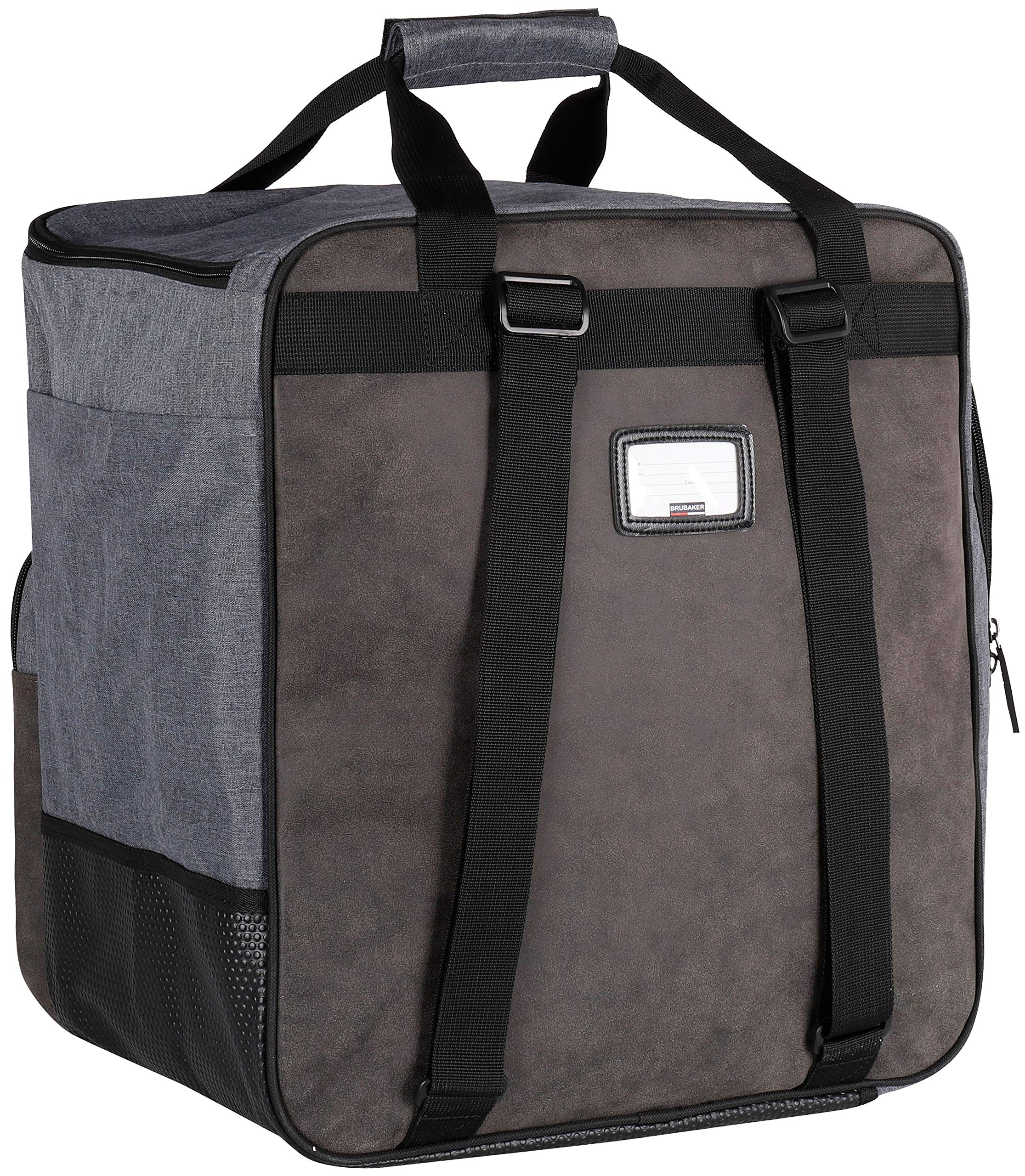 BRUBAKER Super Performance Ski Boot Bag Helmet Bag Backpack with Shoe Compartment - Grey Black