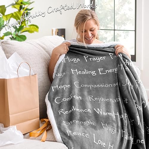 Miniatura 4 de Chanasya manta supersuave de felpa con frases Healing Thoughts Warm Hugs y Posivite Energy cómoda para cuidado de regalo