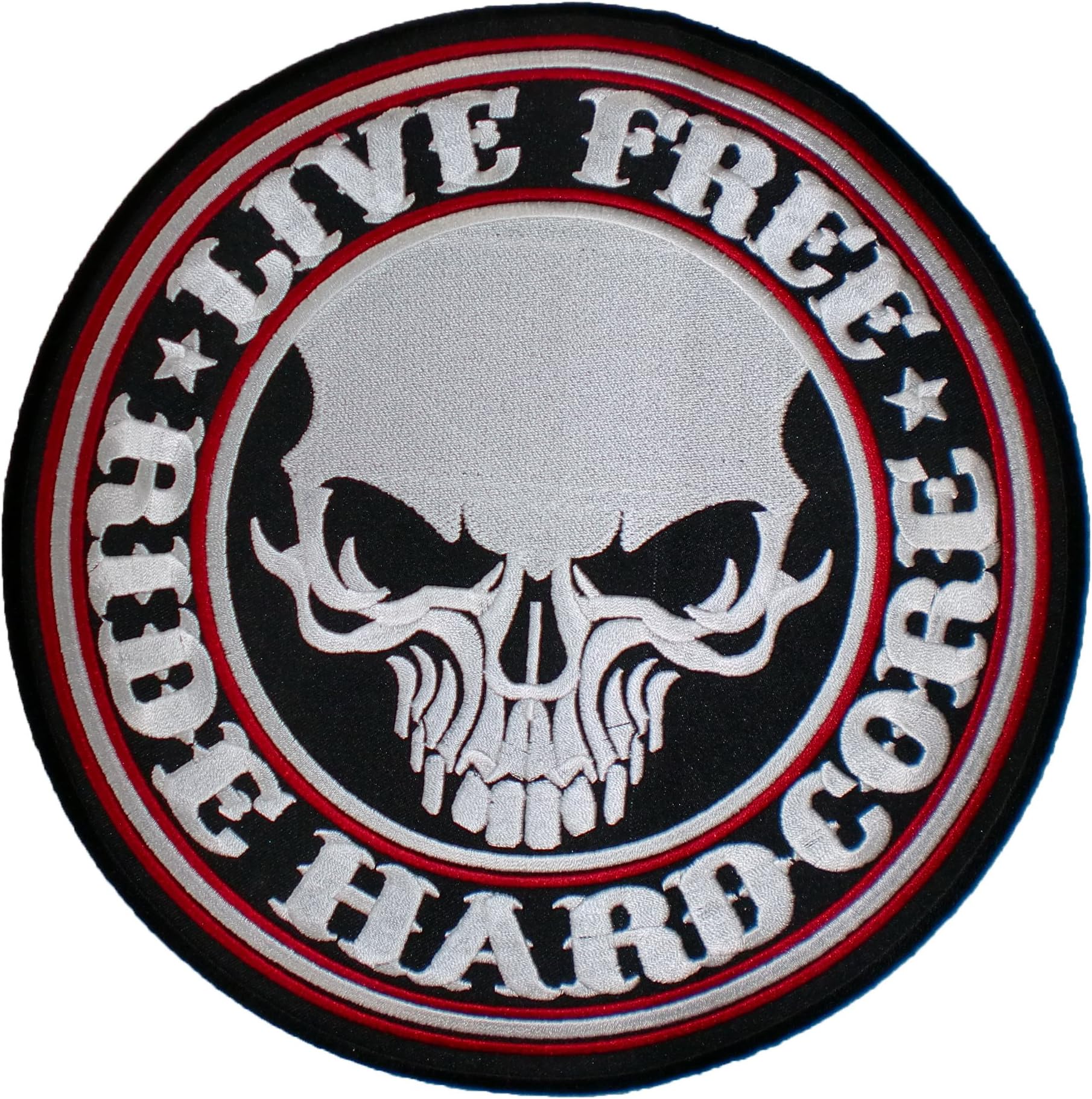 9" Skull Tattoo Live Free Ride Hardcore Biker Iron on Patch Motorcycle Chopper