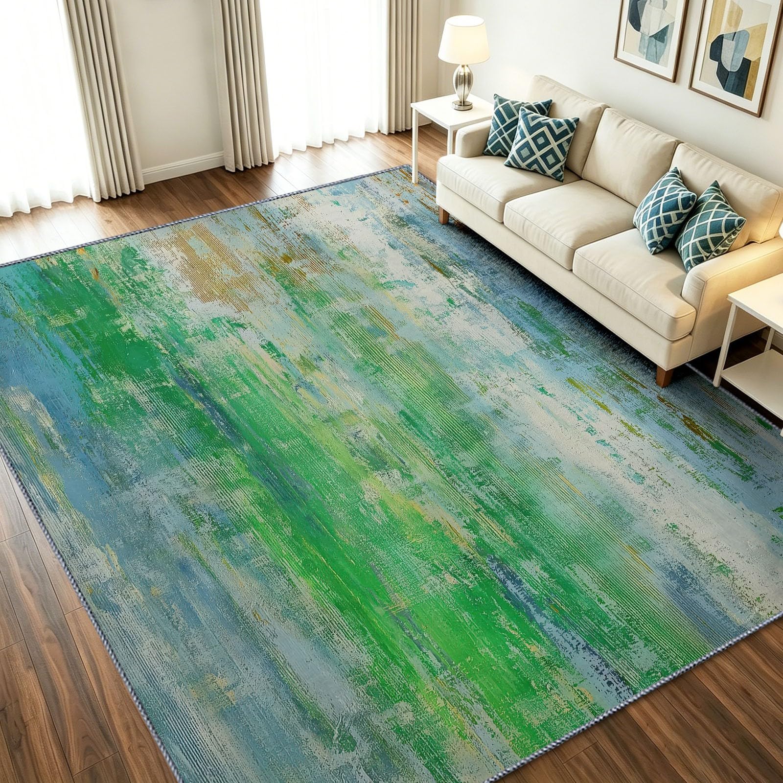 Alfombra para interior cocina y dormitorio abstracta bosque degradado moderna de 60x90