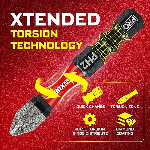 Miniatura 5 de Geinxurn Juego de 20 puntas de destornillador de impacto con revestimiento de diamante, puntas de destornillador Phillips #2 de 2 pulgadas, juego de