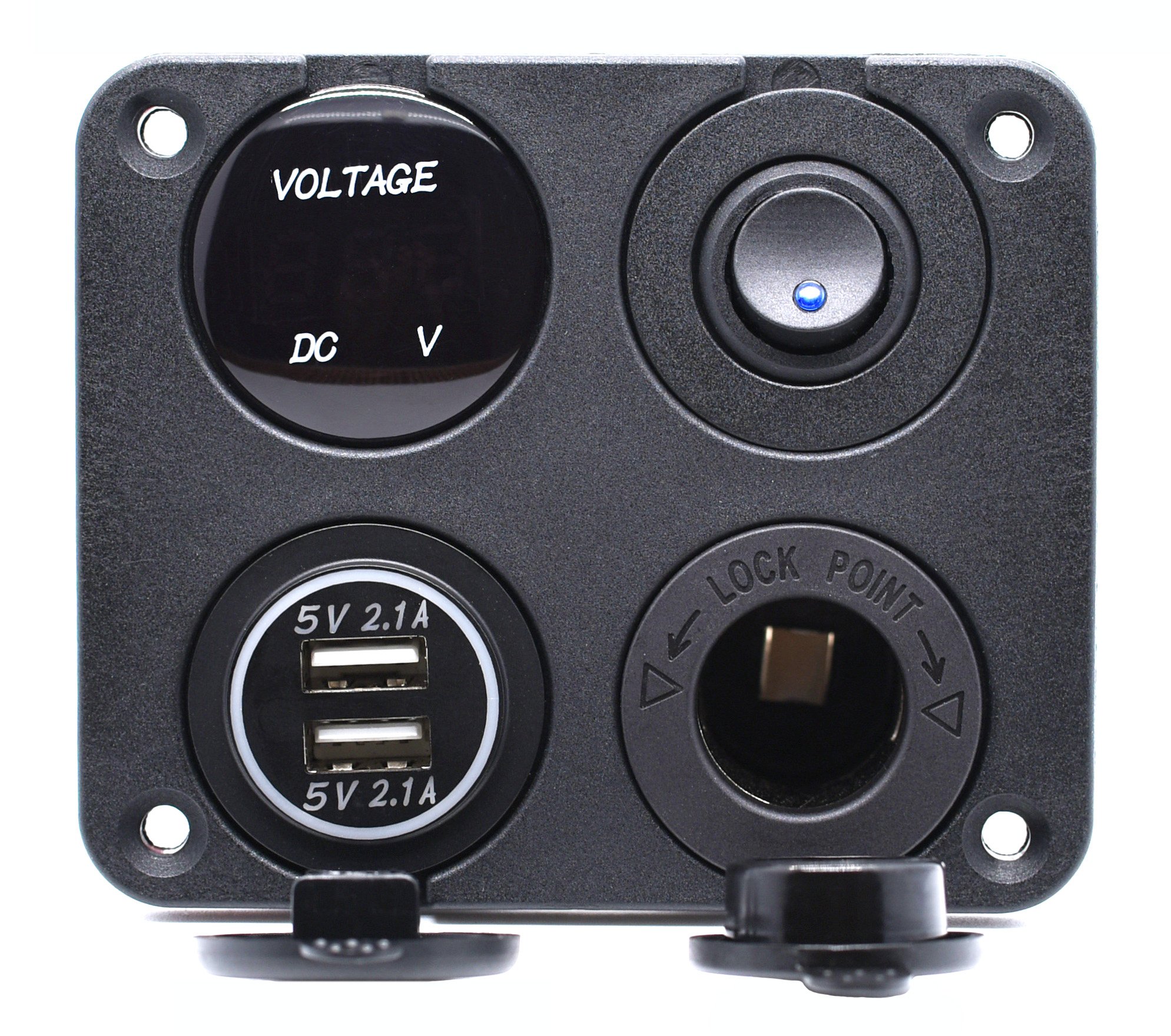 KLLJRFW Adaptador USB Doble Para Moto Con Voltímetro Pantalla – Cargador Universal 12-24V, Impermeable, Para Moto, Scooter, Etc (Luz Verde)