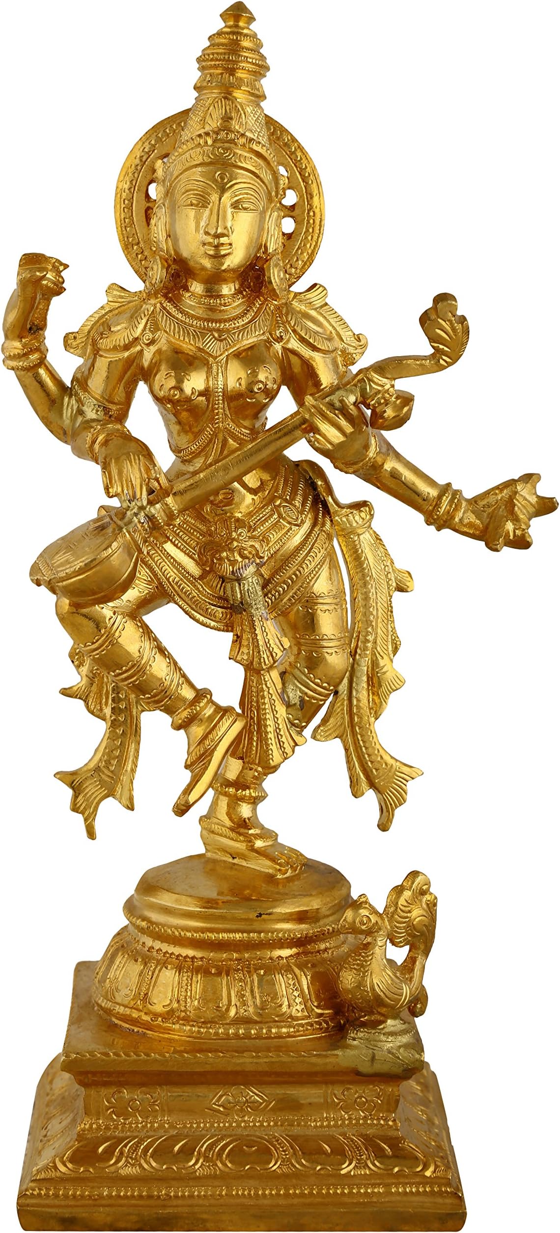 Kalakrithi Goddess Saraswati - Standing - 10.5 Inches Golden Yellow