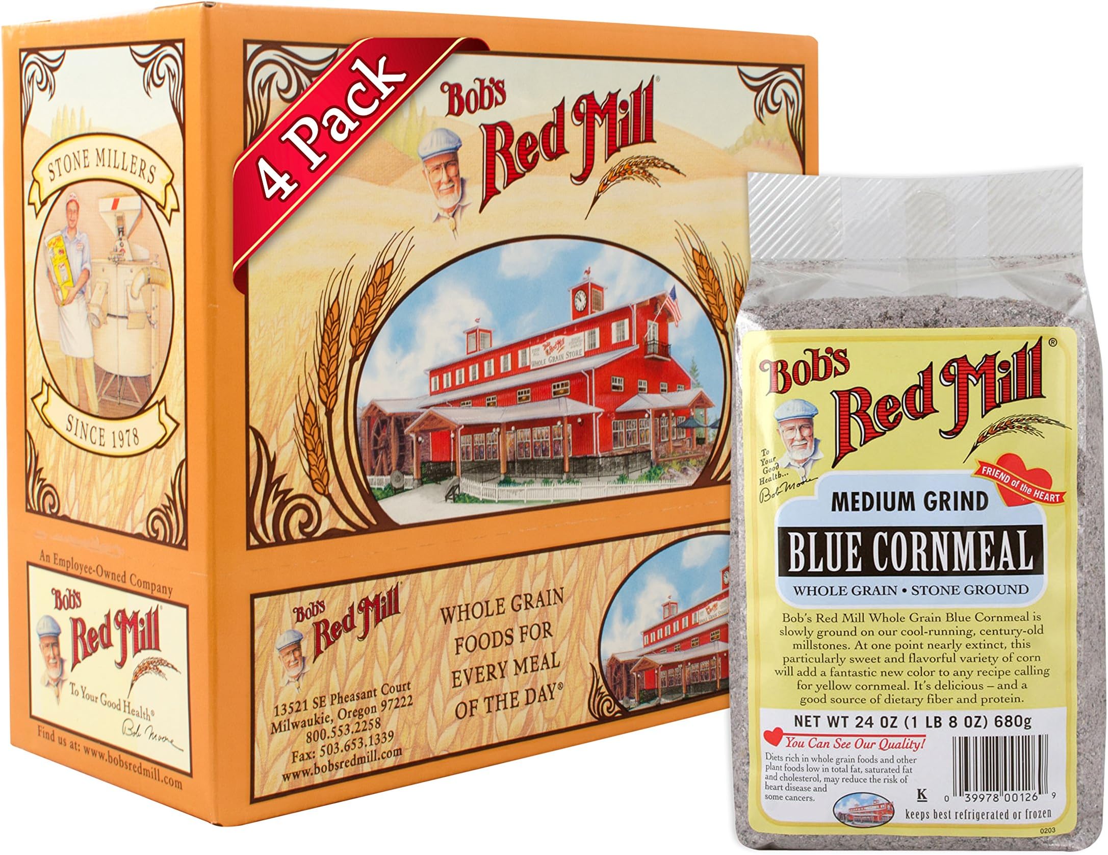 Bob's Red Mill Blue Cornmeal, 24 Ounce (Pack of 4)