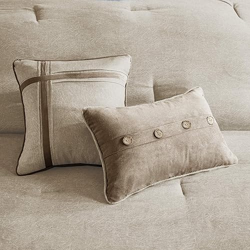 Miniatura 8 de Juego de edredón Madison Park Boone diseño rústico de ante sintético, para todas las estaciones de plumón alternativo acogedor con faldón de cama a