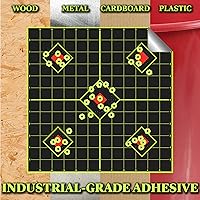 Vista 3 de 12x12 pulgadas calcomanía objetivos de disparo – vea instantáneamente sus disparos en Color Amarillo Fluorescente al momento del Impacto – Ideal