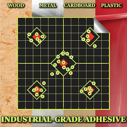 Miniatura 3 de 12x12 pulgadas calcomanía objetivos de disparo – vea instantáneamente sus disparos en Color Amarillo Fluorescente al momento del Impacto – Ideal