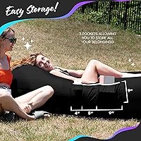 Vista 8 de Nevlers Tumbona inflable negra y azul, paquete de 2 unidades, juego de sofá inflable de poliéster 210T, sofá inflable sin bomba, muebles de exterior
