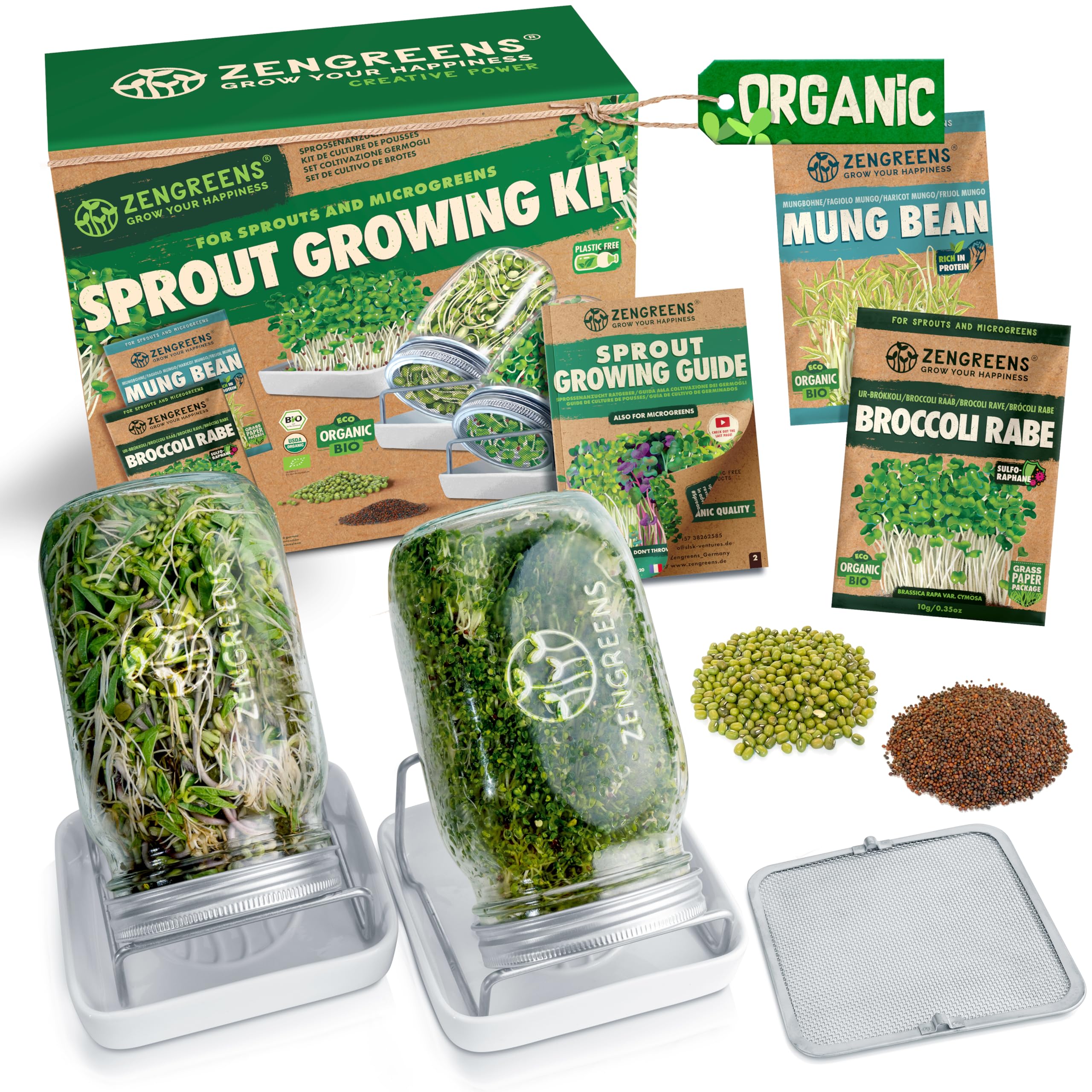– Organic Sprout Jar Set - Includes Sprout Seeds, Tray & Video Course - Set of 2