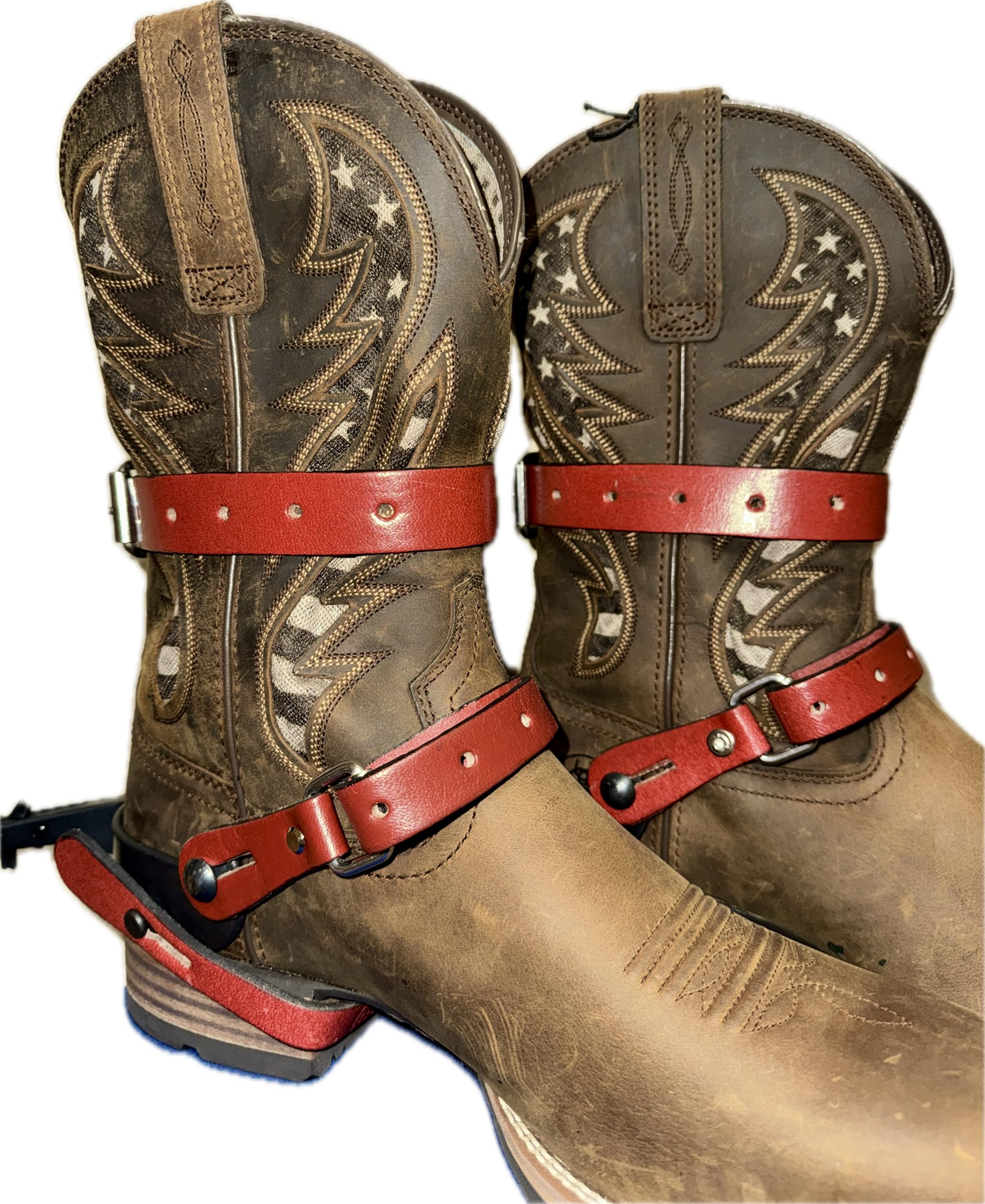 Sporenriemen-Set für Erwachsene, aus Leder, 2,5 x 40,6 cm, EPT Bull Riding Gear