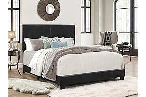 Crown Mark Erin Upholstered Panel Bed in Black, Full