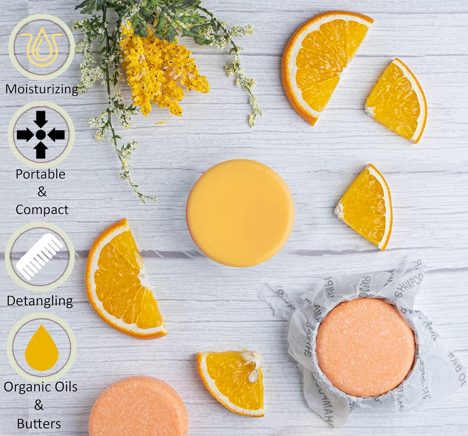 NATURALIST Solid Shampoo and Conditioner Bar Set, Organic, Plant Based, SLS Free, Vegan, All Hair Types | pH Balanced, Plastic Free, Eco Friendly, Safe for Travel (Orange Mood Duet). One 2.3oz and One 2oz Bar : Beauty & Personal Care