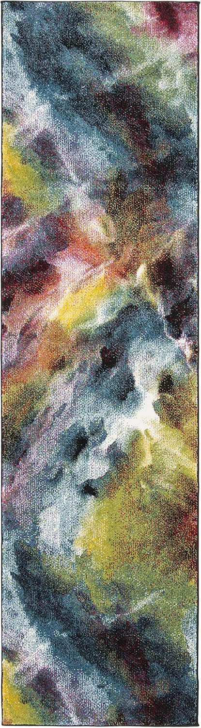 SAFAVIEH Galaxy Collection Runner Rug - 2'3" x 8', Multi, Vibrant Abstract Design, Non-Shedding & Easy Care, Ideal for High Traffic Areas in Living Room, Bedroom (GAL110A)
