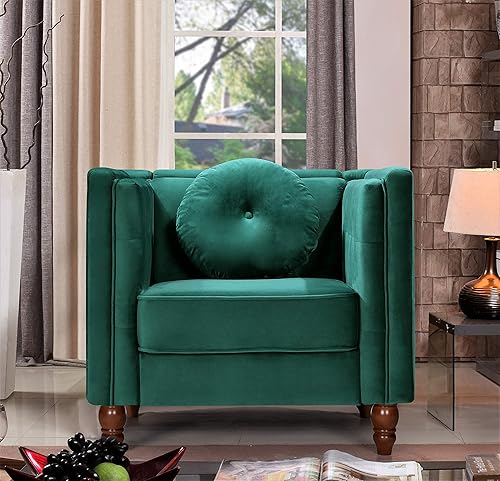 Miniatura 11 de Lexie - Sillas decorativas tapizadas de terciopelo de estilo moderno de mediados de siglo, acogedoras sillas de lectura para dormitorio, sala de