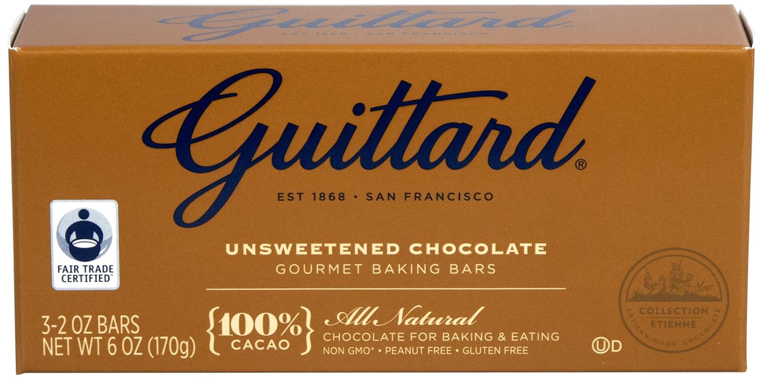 Guittard Chocolate Gourmet Baking Bars, Unsweetened Chocolate, 6 Ounce (Pack of 12)