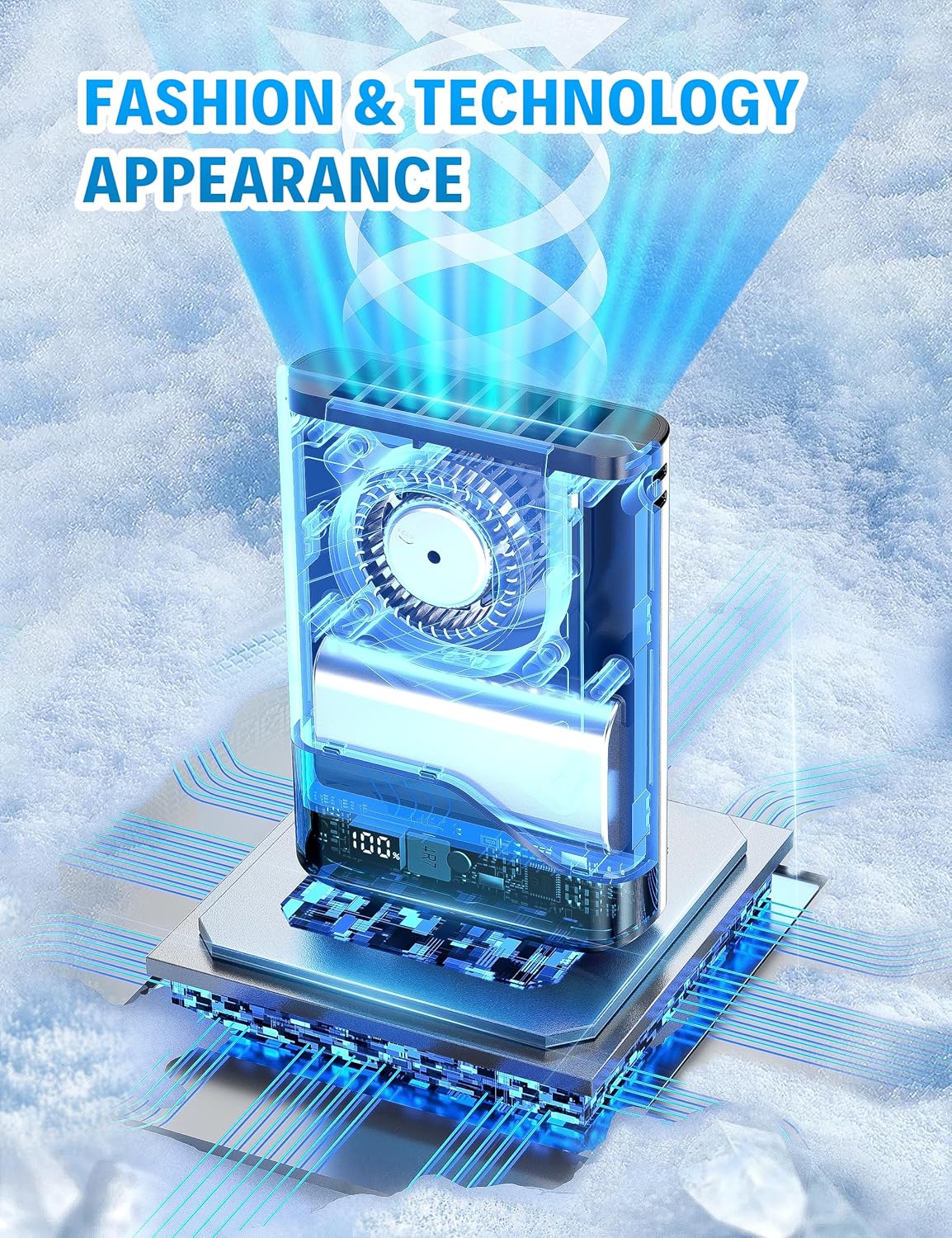 Grelife 2025 AI Portable Waist Fan Rechargeable with LED Display & 40H Runtime,5 Speed 10000RPM Cooling Personal Clip Fan,33ft/s Wind Speed Neck fan for Outdoor Work,Camping,Farm,Jobsite(Black) - Image 6