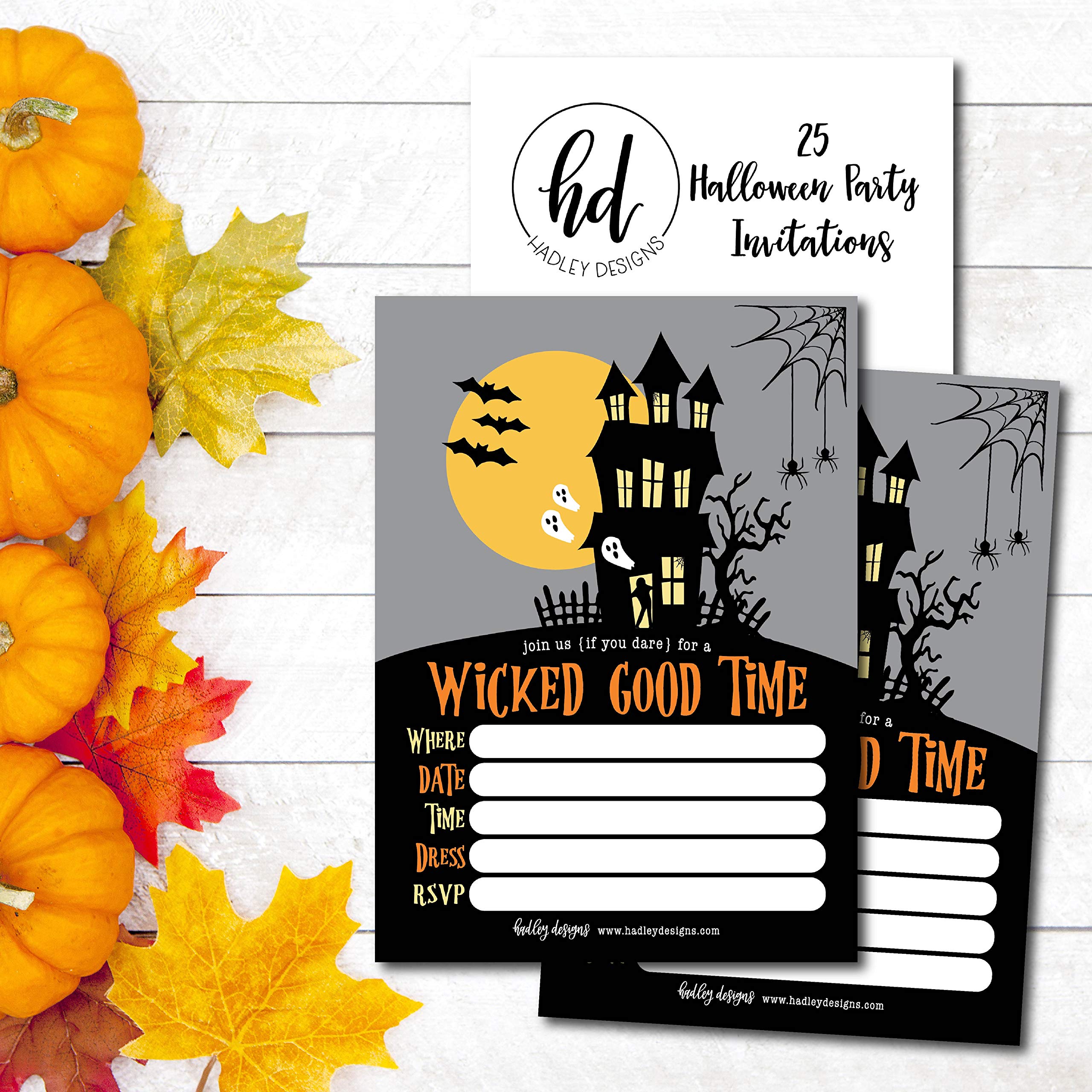25 Haunted House Halloween Party Invitation Cards for Kids Adults