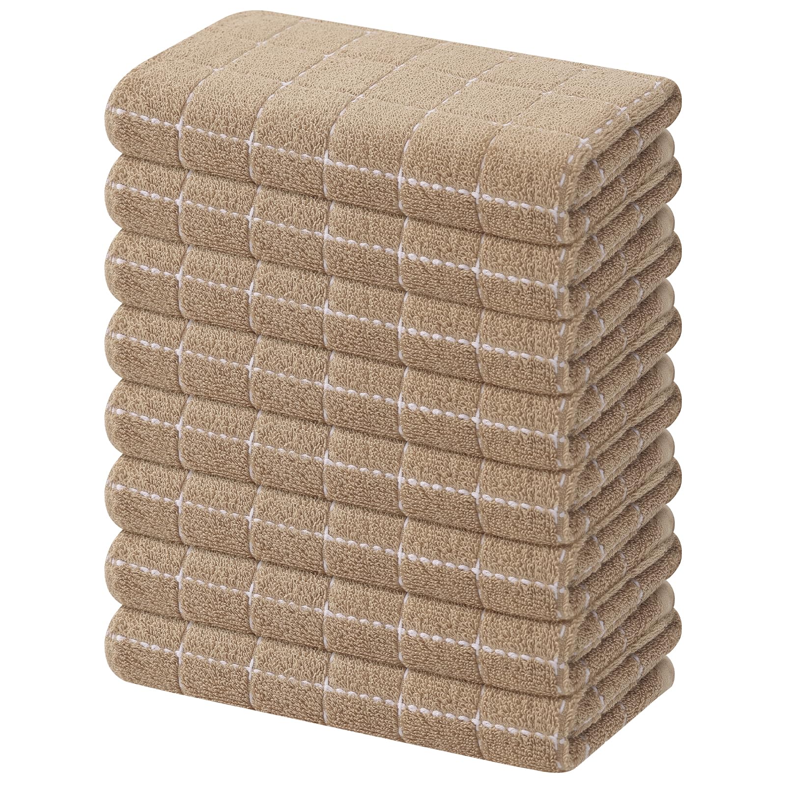 Mordimy 100% Cotton Terry Cloth Kitchen Towels, Super Soft and Absorbent Dish Towels for Drying, Checkered Designed Hand Towels for Kitchen, 16 x 26