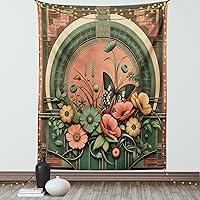 Vista 106 de Ambesonne Tapiz de naturaleza, silueta de oso salvaje en el bosque de la selva en la noche oscura, ilustración para colgar en la pared para Verde