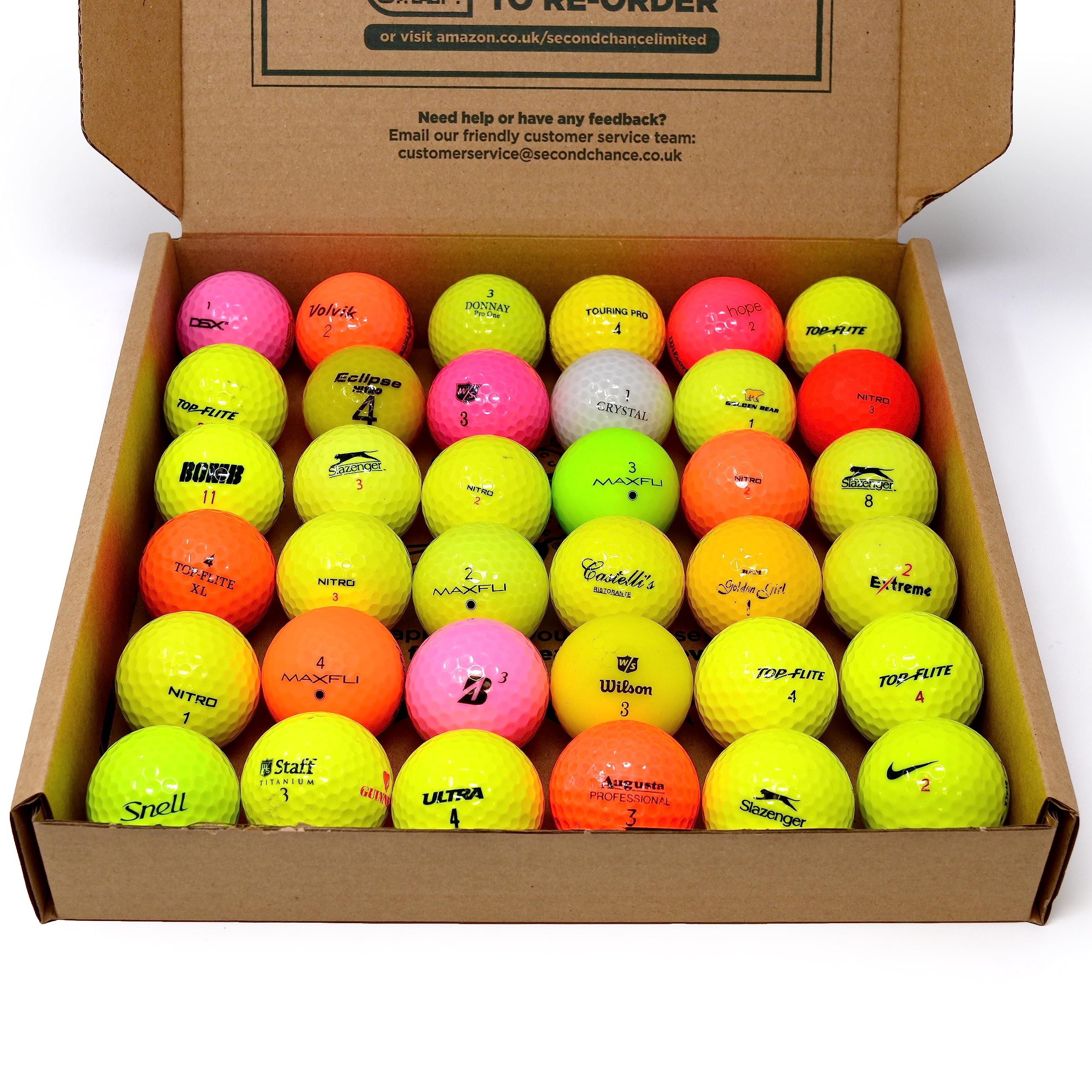 Second Chance Balles de Golf à Optique colorée de qualité recyclées, Classe A