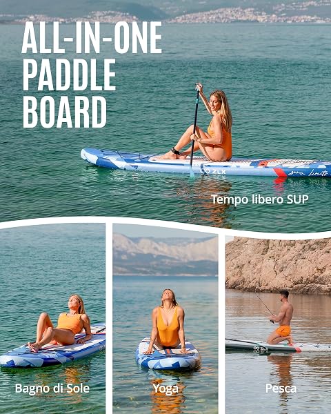 ZLX Sup Gonfiabile 350x89cm, SUP Con Accessori Completi, Tavola SUP Max 250 Kg, Pinna Centrale Unica, Pad Deck Antiscivolo, Tavola SUP Gonfiabile Per Adulti, Principianti, Tutti I Livelli - 5